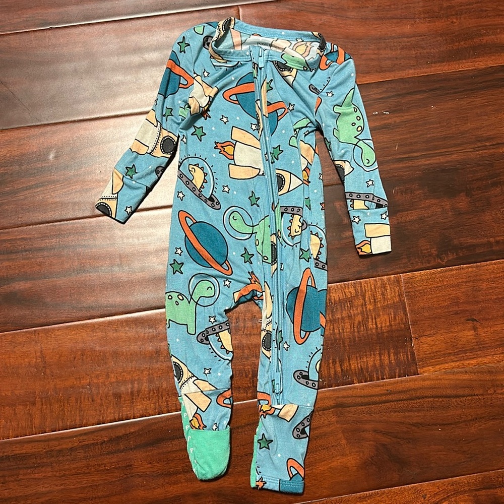 Posh Peanut Dino’s in Space convertible Bamboo Footie Pajamas